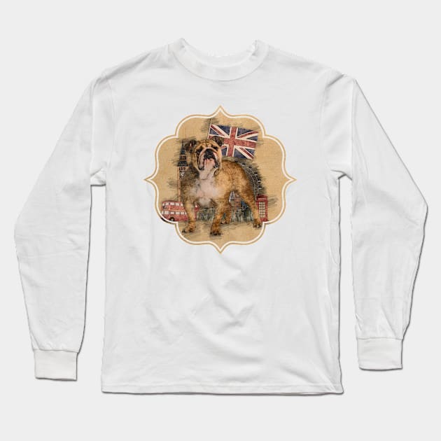 English Bulldog and England sketch Long Sleeve T-Shirt by Nartissima